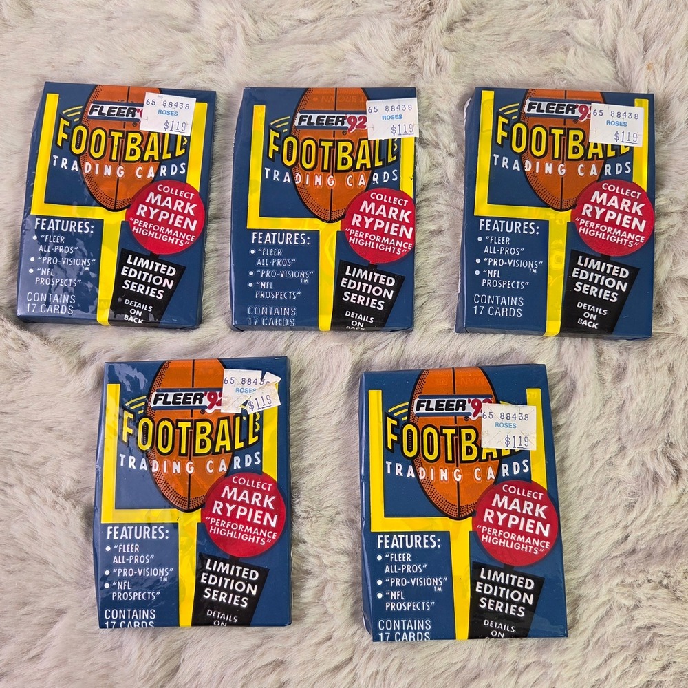 5 Pack Lot 1992 Fleer Football Cards Limited Edition Series Mark Rypien Sealed